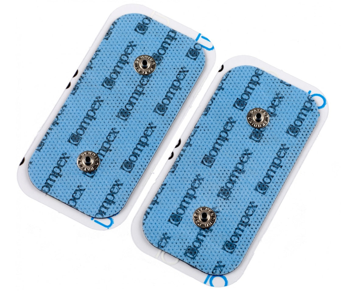 Compex Performance Blue Muscle Stimulator Bundle Kit: Muscle Stim, 12 Snap  Electrodes, 5 Programs, Lead Wires