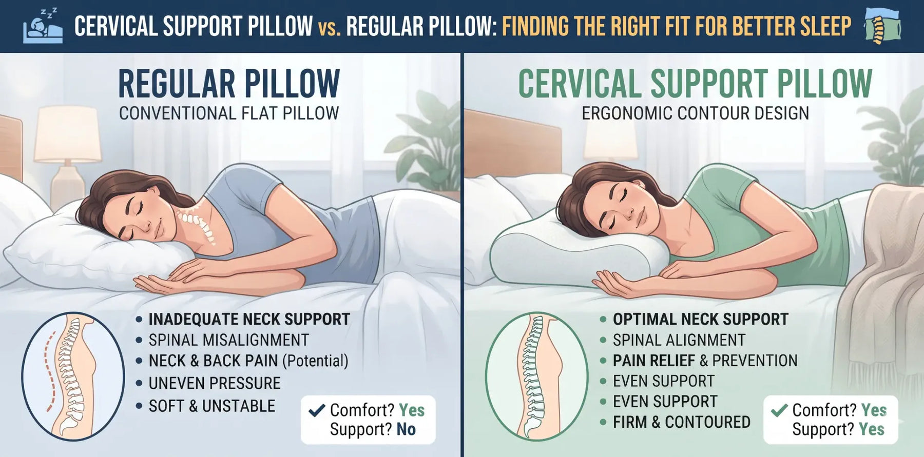 Cervical Support Pillow vs. Regular Pillow