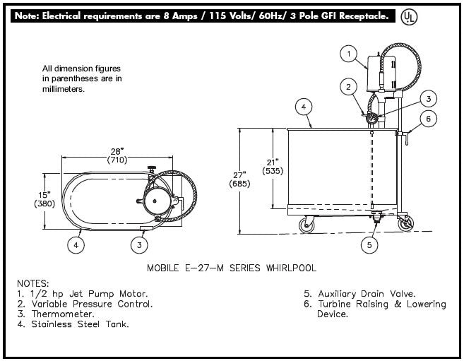 Mobile Extremity Whirlpool E-27-M (27 Gal)